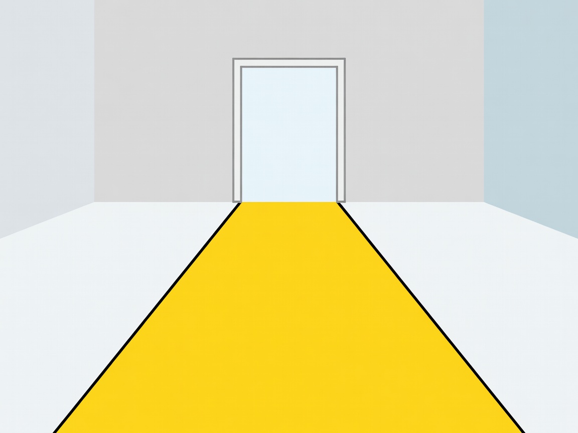 Flat vector illustration of a clearly defined access path leading to an unobstructed workplace exit